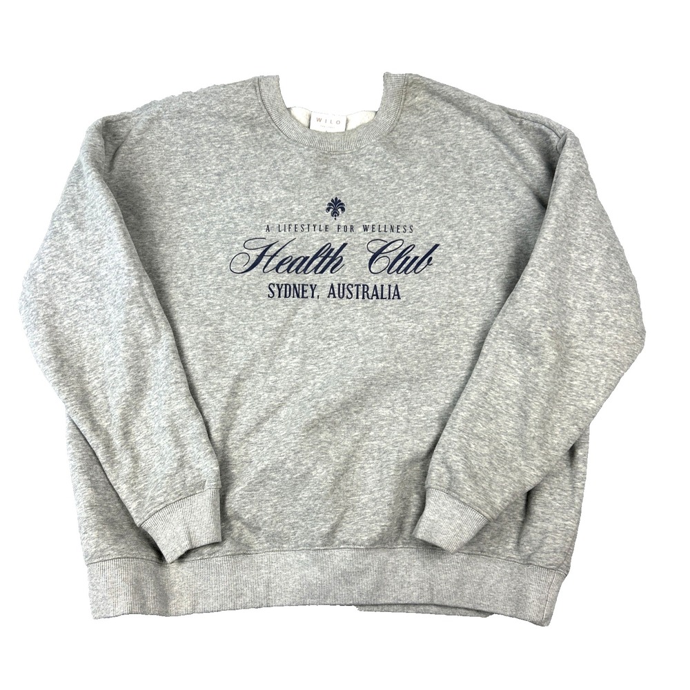 WILO THE LABEL  Wellness Club‎ Womens Grey Sweatshirt Size Large Gray Crew Soft